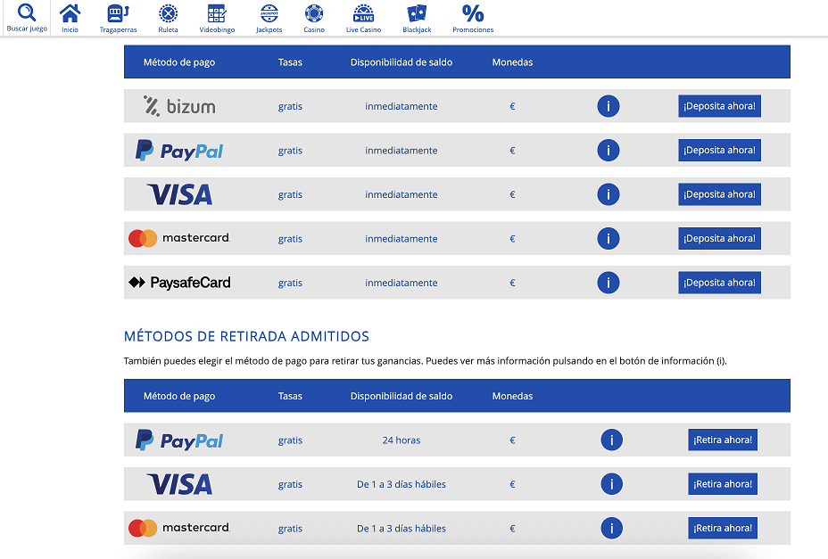 Métodos de pago seguros en los mejores casinos online de España.