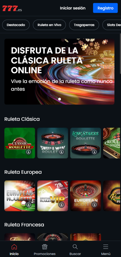 Mejores ruletas online en Casino777