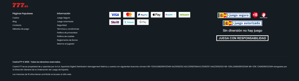 Plataforma de casino online con dinero real mostrando licencia de la autoridad en España