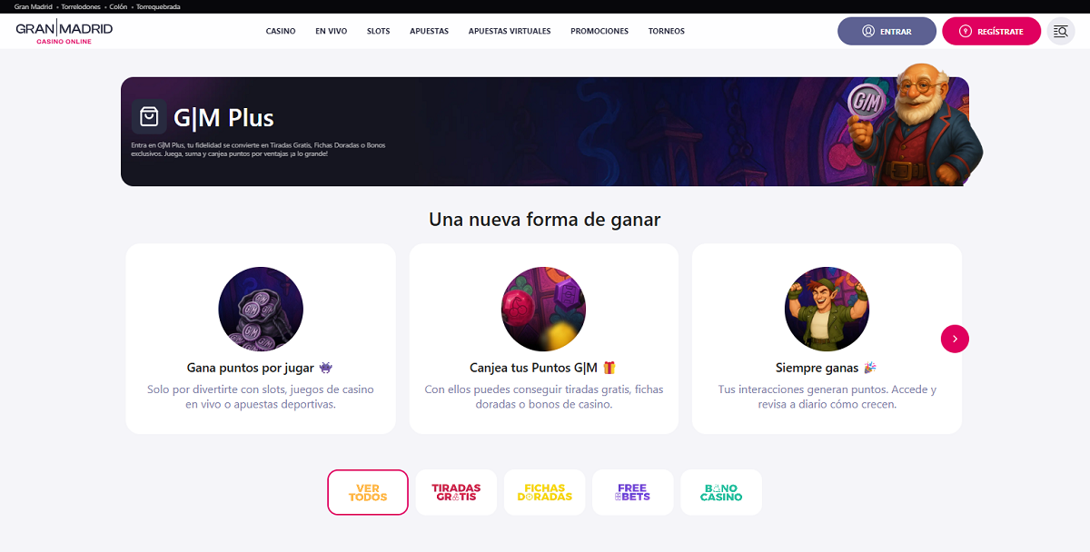 Programa VIP beneficios y bonos de casino en España del operador Gran Madrid Casino Online
